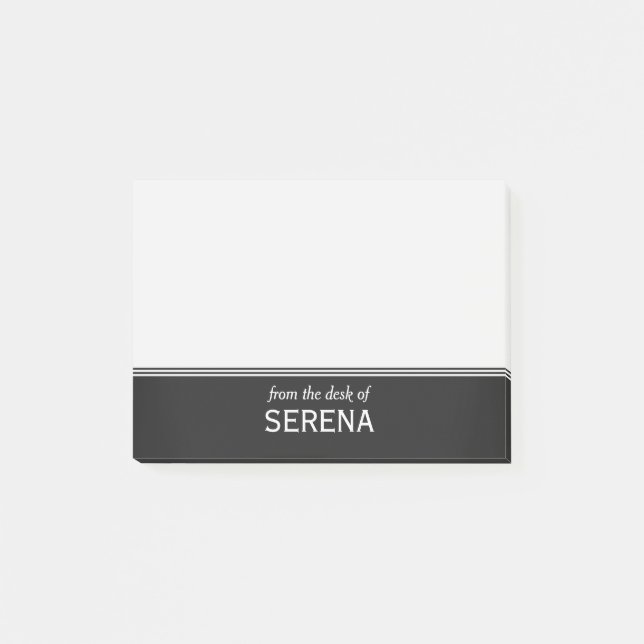 Modernes personalisiertes Schwarzweiss-4" x 3" Post-it Klebezettel (Vorderseite)