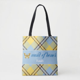 Modernes Personalisiertes Skriptname Tartan Brides Tasche