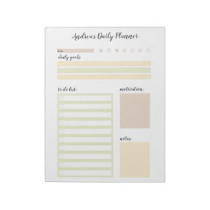 Modernes, Personalisiertes Tagesplaner Notepad Notizblock