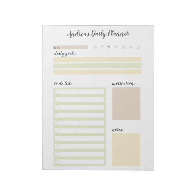 Modernes, Personalisiertes Tagesplaner Notepad Notizblock (Rotiert)