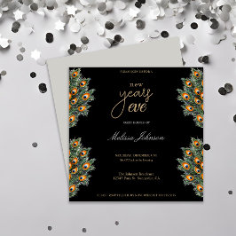 Modernes Pfauenfeathers Silvester-Party Einladung