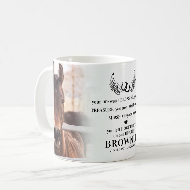 Modernes Pferd 2 Foto Memorial Pet Loss Kaffeetasse (Vorderseite Links)