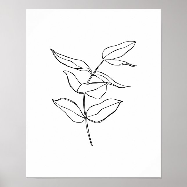 Modernes Pflanze Line Art Poster (Vorne)