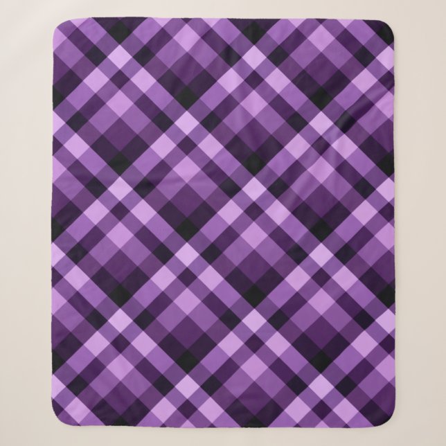 Modernes Pflaumenmuster, Lila, Kariert Sherpadecke (Vorderseite)