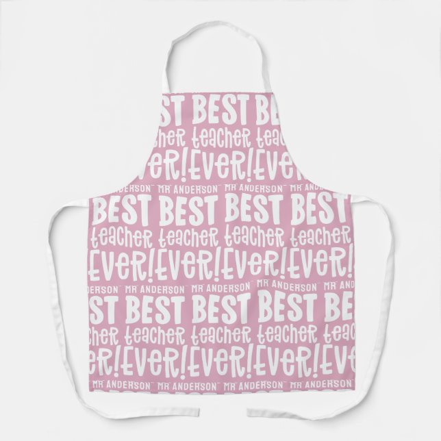 Modernes pink-bester Lehrer Typografie-Geschenk Schürze (Vorderseite)