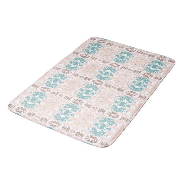 Modernes Pink & Blue Französisch Florenz Abstrakt Badematte (Schrägansicht)