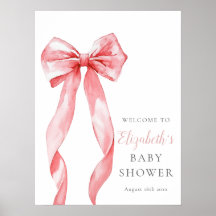Modernes Pink Bow Baby Dusche Begrüßungszeichen