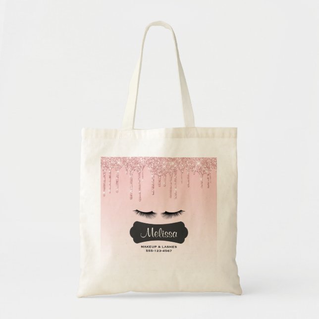 Modernes Pink Driving Glitzer & Eyelashes Business Tragetasche (Vorne)