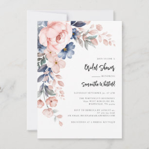 Modernes Pink-Floral-Script-Brautparty Einladung