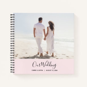 Modernes Pink-Foto Hochzeitshaus Notizbuch