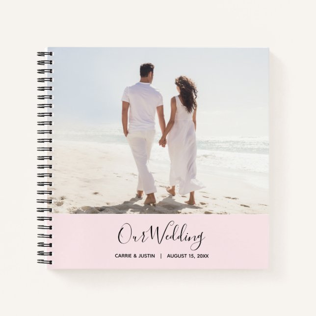 Modernes Pink-Foto Hochzeitshaus Notizbuch (Vorderseite)