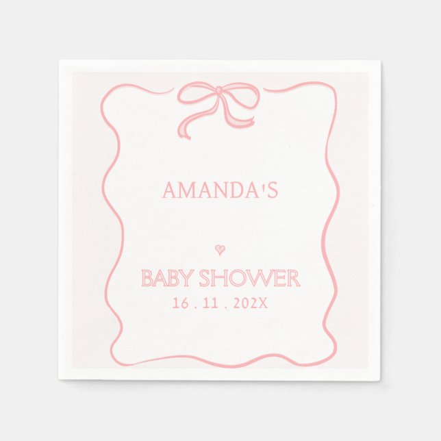 Modernes Pink Girl Bow Babyduschpapier Serviette (Vorderseite)