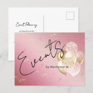 Modernes Pink Glitzer Balloons Business Postkarte