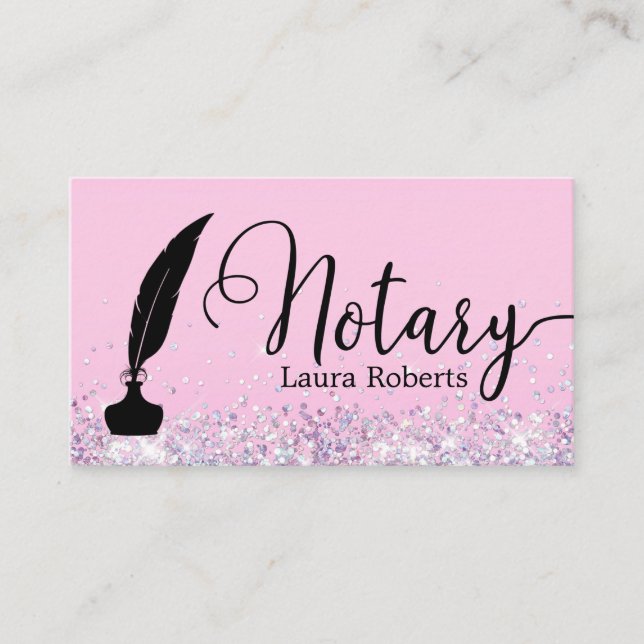 Modernes Pink Glitzer Loan Signing Agent Business Visitenkarte (Vorderseite)