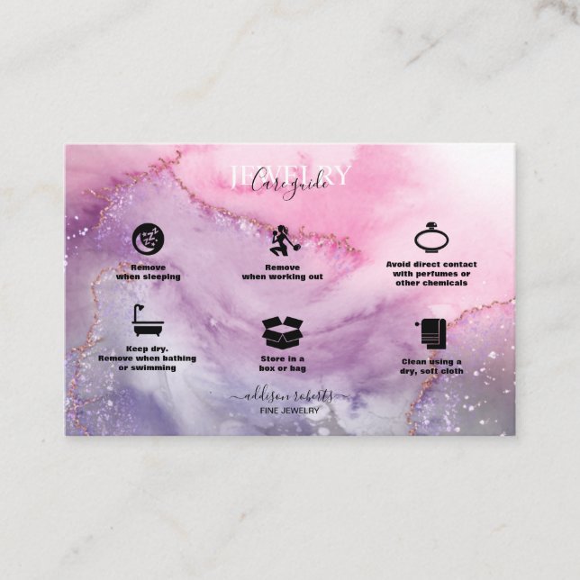 Modernes Pink Gold Aquarell Juweliergeschäft Visitenkarte (Vorderseite)