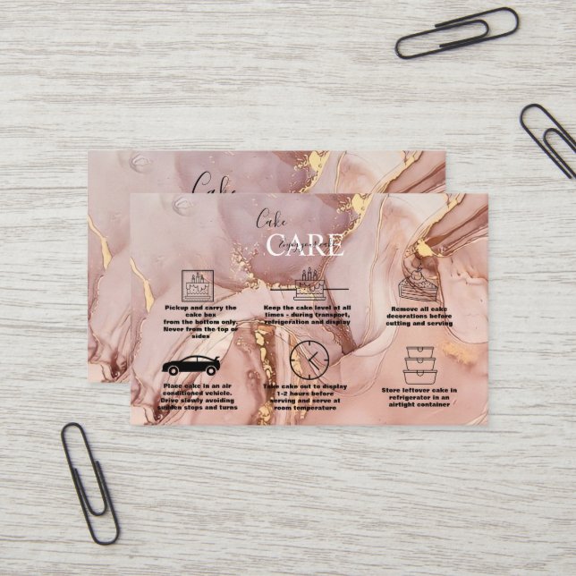 Modernes Pink Gold Cake Care Business Visitenkarte (Vorderseite/Rückseite Beispiel)