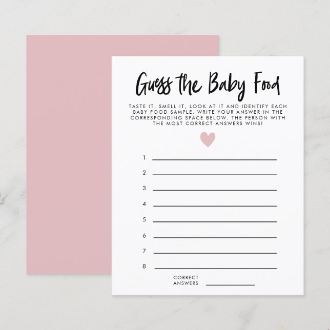 Modernes Pink Heart Guess The Baby Food Dusche Spi (Vorne/Hinten)