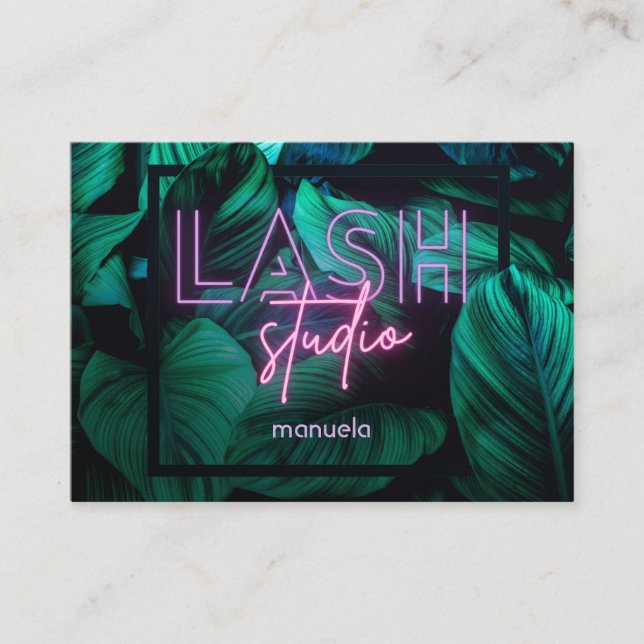 Modernes Pink Neon Lash Studio Professorin Visitenkarte (Vorderseite)