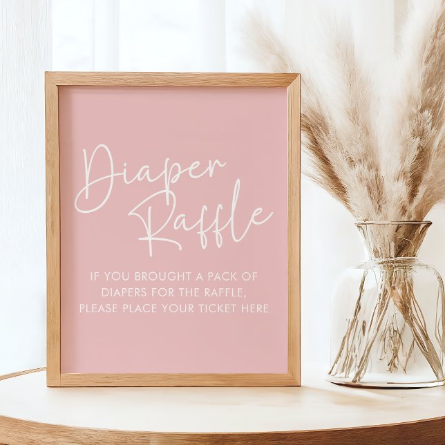 Modernes Pink Oh Baby Simple Baby Diaper Raffle Poster (Von Creator hochgeladen)