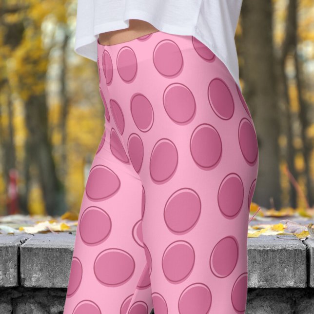 Modernes Pink Polka Dot Muster Leggings (Polka Dot on Carnation Pink Leggings)
