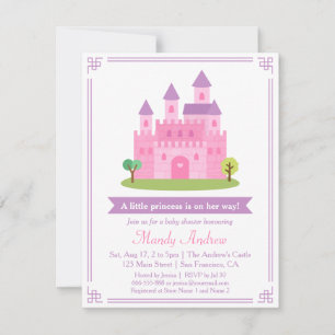 Modernes Pink Princess Castle Baby Girl Dusche Par Einladung