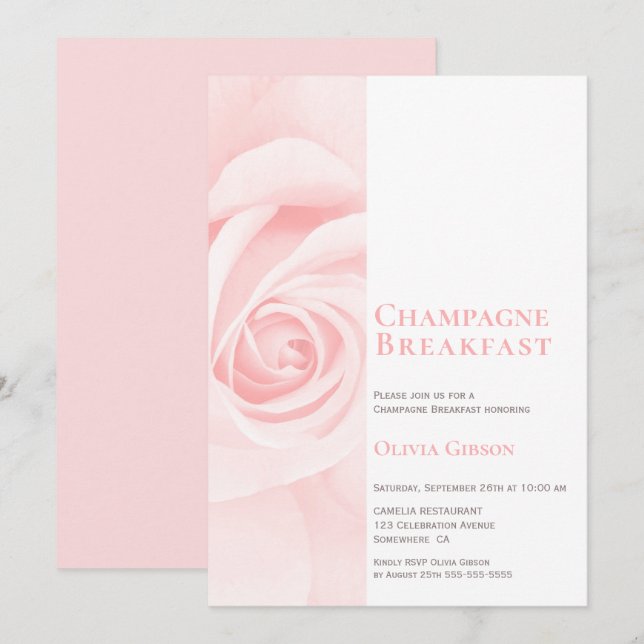 Modernes Pink Rose Champagne Brautparty Einladung (Vorne/Hinten)