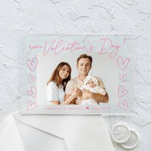 Modernes Pink Script Happy Valentine's Day Foto Acryleinladungen
