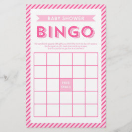 Modernes Pink Stripes Baby Dusche Bingo Spiel Briefpapier