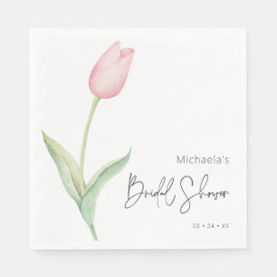 Modernes Pink Tulip Solo Brautparty Luncheon Serviette