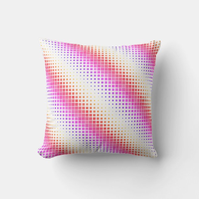Modernes Pink- und Weißpixelkissen Kissen (Vorderseite)