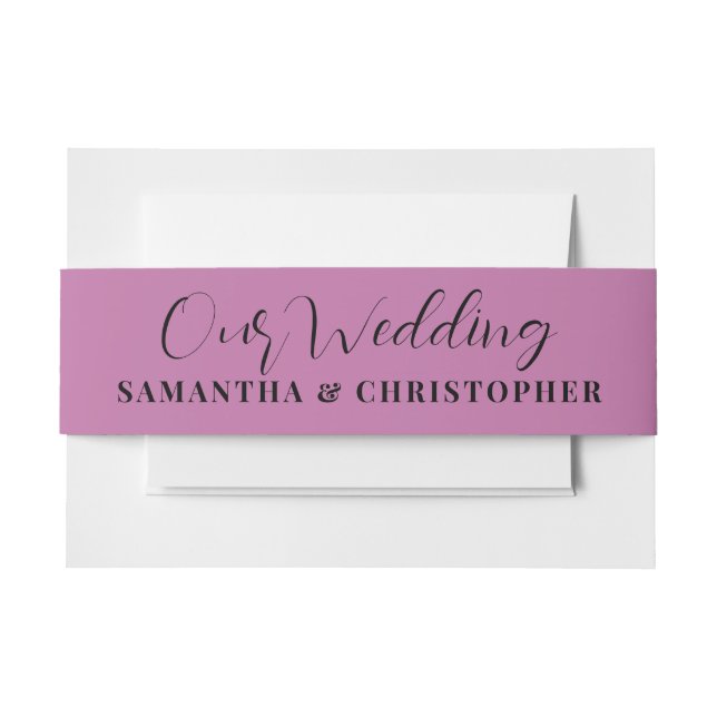 Modernes Pink unsere Hochzeitskalligraphie Einladungsbanderole (Vorderseite Beispiel)