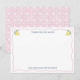 Modernes Pink Wavy Line Lemons Brautparty Dankeskarte