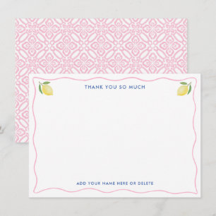 Modernes Pink Wavy Line Lemons Brautparty Dankeskarte