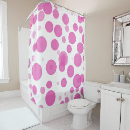 Modernes Pink & White Polka Dot Bubbles Party Duschvorhang