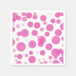 Modernes Pink & White Polka Dot Bubbles Party Serviette