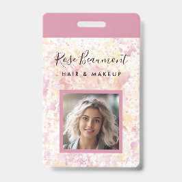 Modernes Pink Yellow Watercolor Script-Abzeichen Ausweis