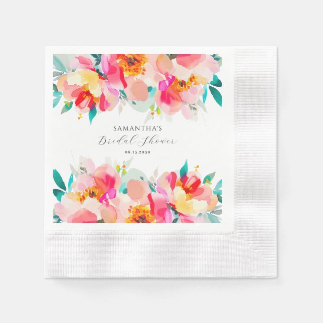 Modernes pinkfarbenes Brautparty Serviette (Vorderseite)