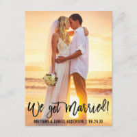 Modernes Pinsel Script Couple Foto Wir Got Verheir