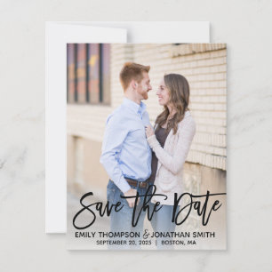 Modernes Pinsel Script-Foto Save the Date Karte Sc