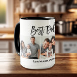 Modernes Pinselskript 3 Foto Bester Vater je Tasse<br><div class="desc">Modern Brush Script Bester Vater je 3 Foto Tasse</div>