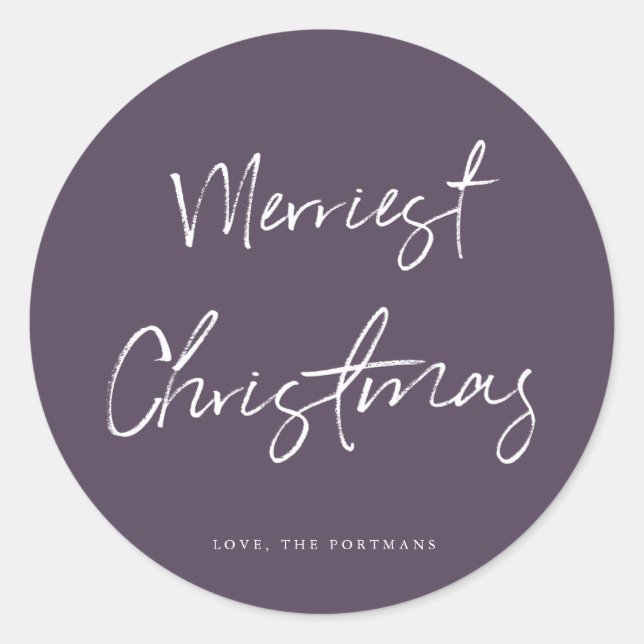 Modernes Pinselskript Einfacher Weihnachtssticker Runder Aufkleber (Vorderseite)