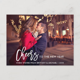 Modernes Pinselskript-Foto Neujahr Cheers Postkarte