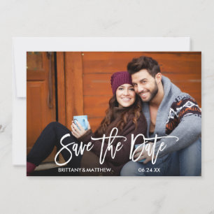 Modernes Pinselskript für Foto-Verlobung Save The Date