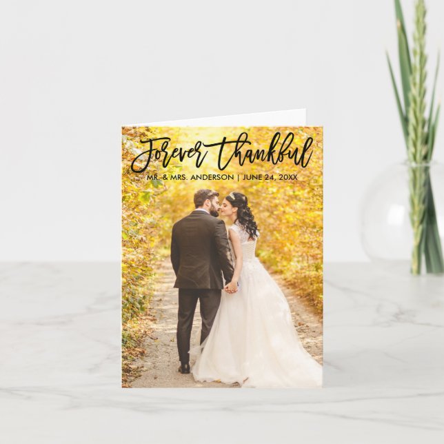 Modernes Pinselskript für immer Dankbarer Hochzeit Dankeskarte (Vorderseite)