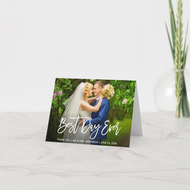 Modernes Pinselskript für jeden Hochzeitstag Dankeskarte (Vorderseite)