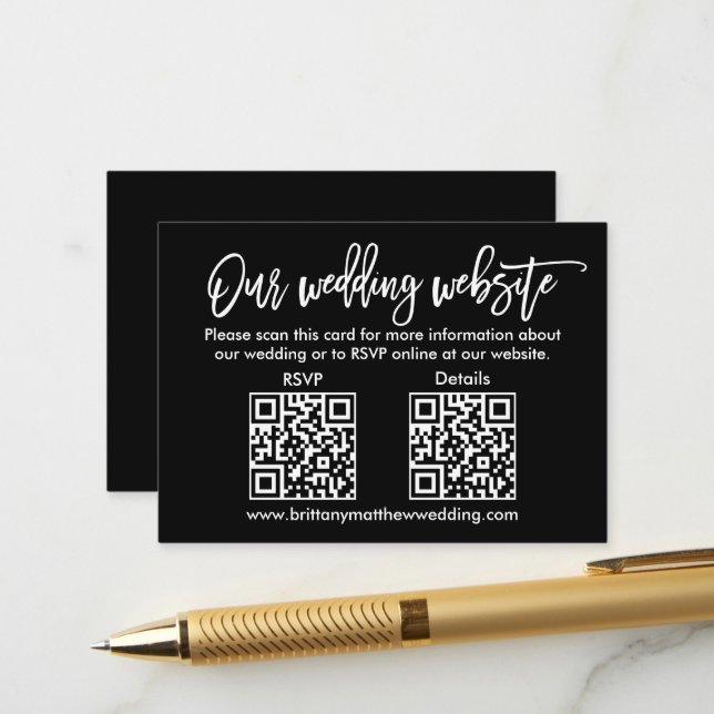Modernes Pinselskript Hochzeitsskripte QR UAWG Det Begleitkarte (Vorderseite/Rückseite Beispiel)