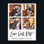 Modernes Pinselskript Rette unser Datum 4 FotoColl Postkarte<br><div class="desc">Modernes Pinselskript 4 Foto Rettete Unsere Date Postcard</div>