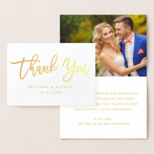 Modernes Pinselskript Vielen Dank für Ihr Hochzeit Folienkarte