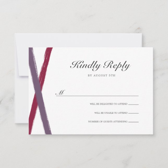 Modernes Pinselstriche Wedding RSVP | Lavender Ber Karte (Vorderseite)