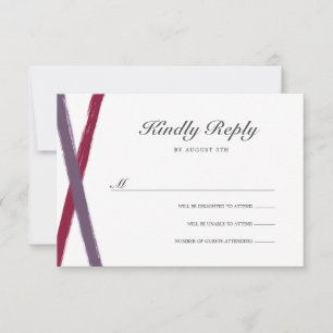 Modernes Pinselstriche Wedding RSVP Lavender Ber Karte